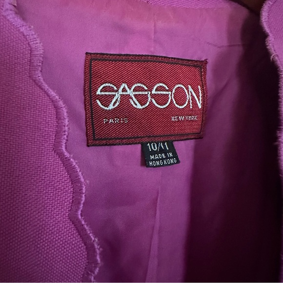 VTG Sassoon Purple Scalloped Blazer Skirt Suit - Picture 4 of 9